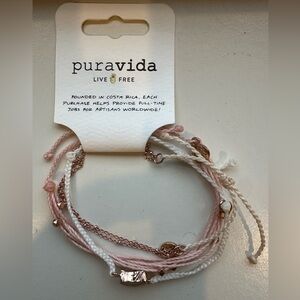 Pura Vida Blush Pink Druzy Bracelet Pack Rose Gold Adjustable Boho NWT